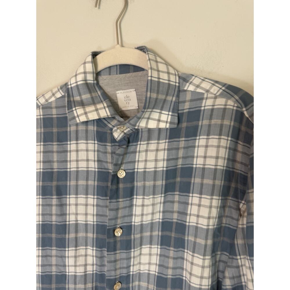Eleventy Dandy Shirt - Denim Plaid Button Down Women's Size S New $398 View 6